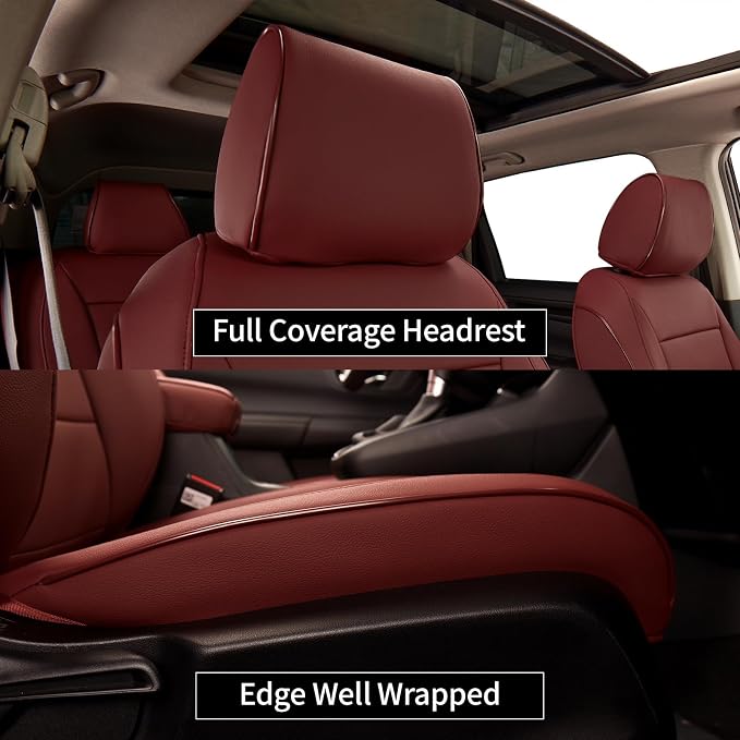 EKR Car Seat Covers for Honda CRV 2017-2022 Leatherette Full Set | Custom Fit for Honda CRV 2017 2018 2019 2020 2021 2022,Factory-Style Interior Upgrade,Full Wrap,Faux Leather(Burgundy)