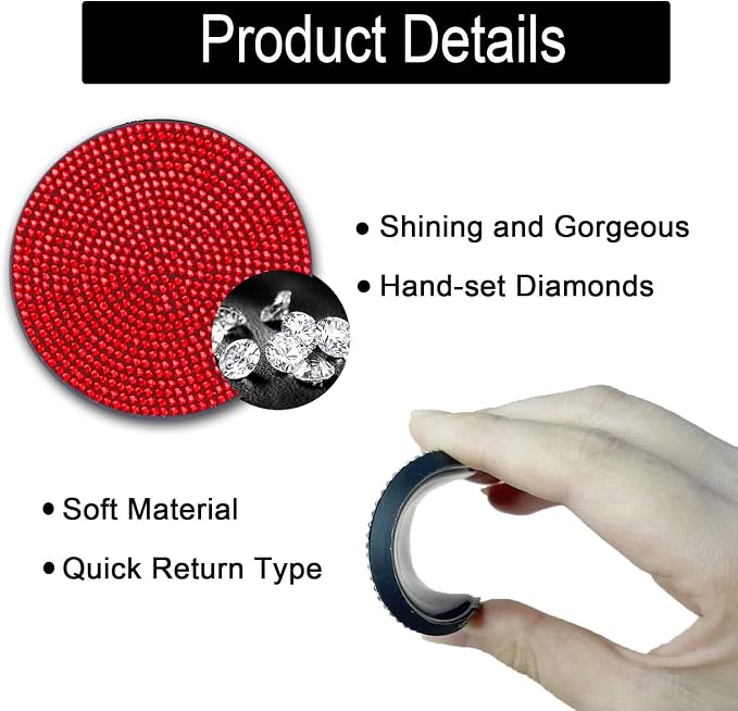 4pcs Bling Cup Holder Insert Coaster- 2.75 inch Silicone Anti-Slip Shockproof, Universal Fashion Car Interior Accessories for Women (red)