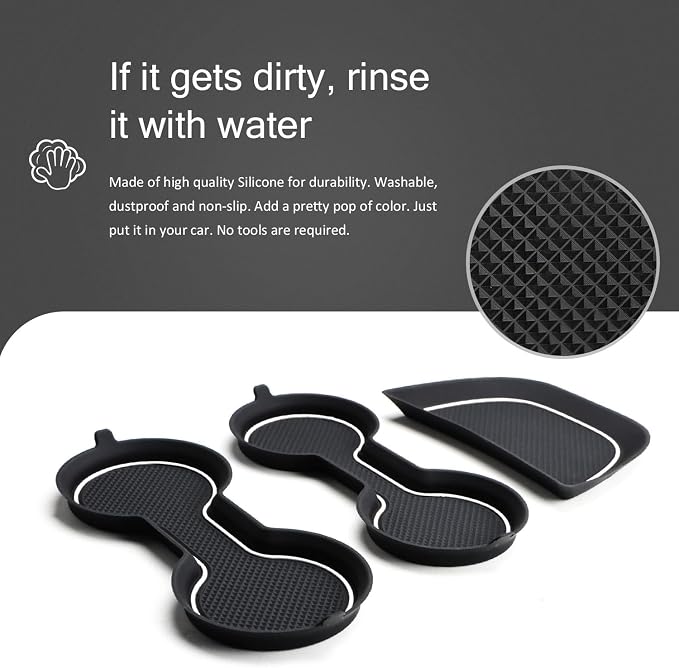 Auovo Cup Holder Inserts Coaster Compatible with Chevy Malibu Accessories 2017 2018 2019 2020 2021 2022 2023 2024 2025 Silicone Cup Mat Pad Car Interior Decoration (3-pcs kit, White)