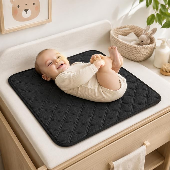 4 Pack Waterproof Chair Pads for Incontinence, 22" x 21" Reusable | Seat Protector Pads, Black Washable Seat Cover Non-Slip Absorbent Pee Cover for Incontinence Bed Wheelchair Adults