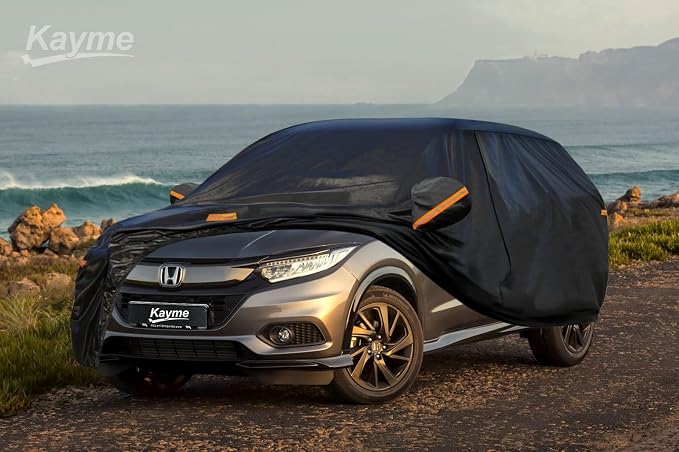 Kayme 7 Layers SUV Car Cover Custom Fit for Honda HR-V HRV (1995-2026) Waterproof All Weather for Automobiles, Outdoor Full Cover Rain Sun UV Protection.Black