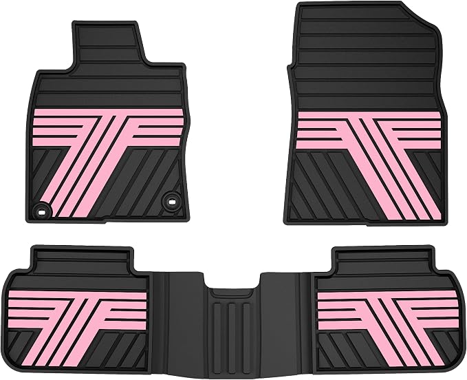 Rubber Floor Mats for Honda Civic Sedan Hatchback Si 2022-2026 | Include Sport but Not for Hybrid, All Weather Car Floor Liners Fit for Acura Integra 2023-2026, 1st & 2nd Row, Black & Pink
