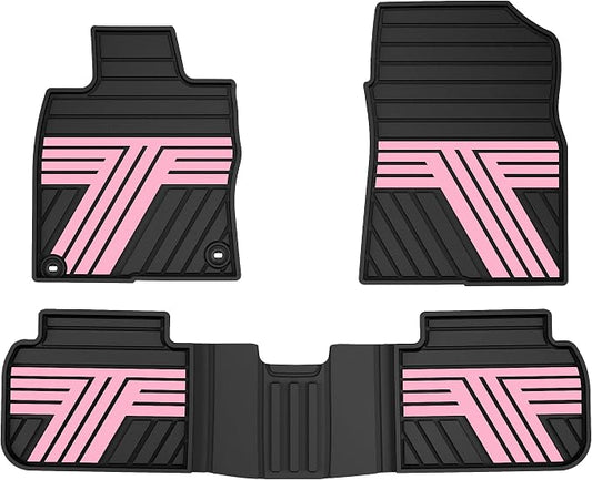 Rubber Floor Mats for Honda Civic Sedan Hatchback Si 2022-2026 | Include Sport but Not for Hybrid, All Weather Car Floor Liners Fit for Acura Integra 2023-2026, 1st & 2nd Row, Black & Pink