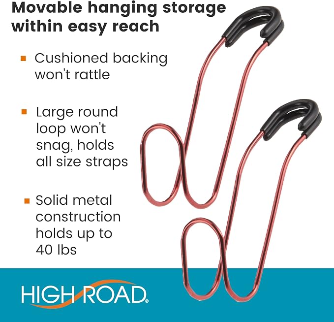 High Road Unbreakable Car Bag Hooks - Large Car Seat Hooks for Purse, Backpack, Coats, Hats and Heavy Bags up to 40 lbs - Secure Attachment Fits All Headrest Posts, 4-Pack