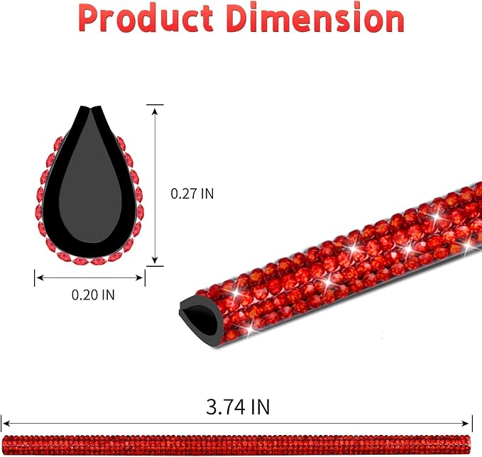 INSAUTO Bling Car Accessories for Women, Bling Car Vent Outlet Trim,10pcs Diamond Car Air Conditioner Decoration Strips(Red)
