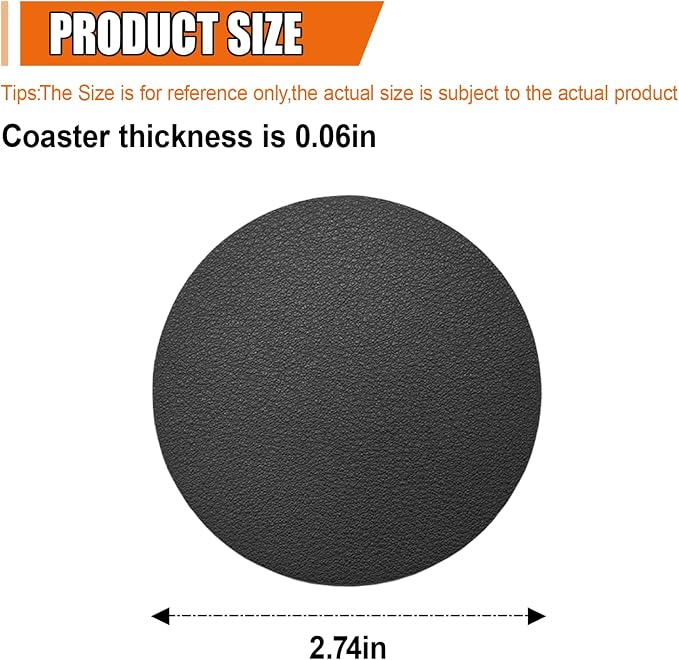 Car Cup Holder Coaster, Leather Anti-Slip Auto Cup Holder Insert Coaster, Shockproof Waterproof Drink Mat, Universal Vehicle Interior Decoration Accessories for Cars, Trucks, SUVs (Black)