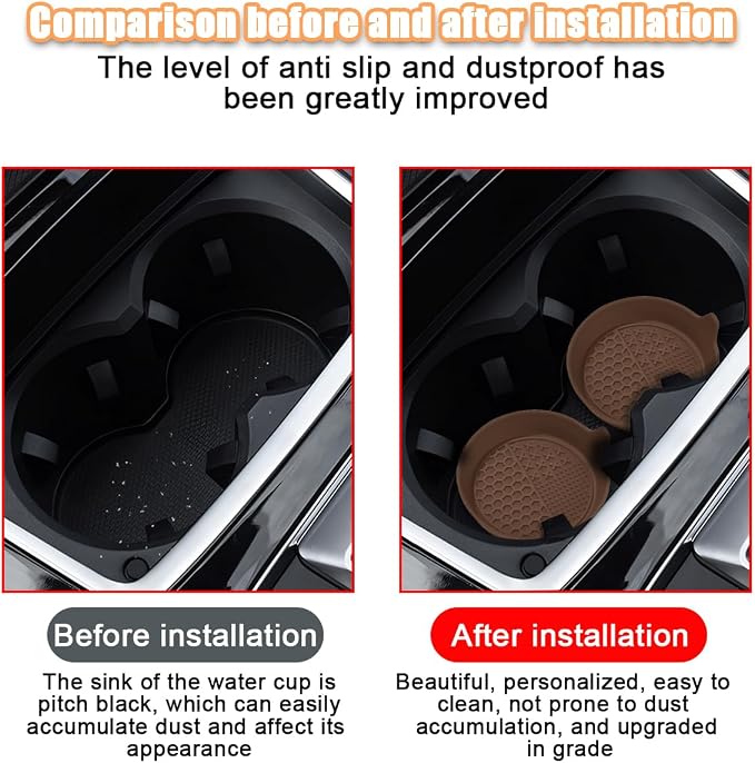 Mandark 4PCS Car Cup Holder Coaster, Silicone Anti-Slip Vehicle Insert Water Bottle Mat, Automotive Interior Insulation Drink Cup Pad Decor Accessories, Universal for SUV, Sedan, Truck (Coffee)