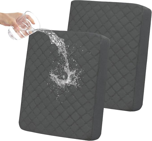 Easy-Going Waterproof Loveseat Cushion Covers, Non-Slip Leakproof Sofa Seat Cushion Slipcovers, Quilted and Stretch Furniture Protector for Dogs, Pets (2-Piece Loveseat Cushion, Dark Gray)