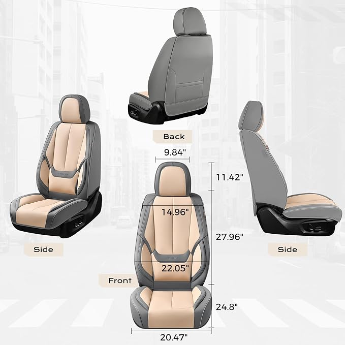 Coverado Car Seat Covers, Seat Covers for Cars, Waterproof Leather Auto Seat Protectors, Leather Car Seat Cushion, Car Interiors Accessories Universal Fit for Most Cars