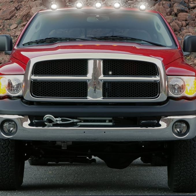 R&F Auto LED Cab Lights for 2003-2018 Ram 1500 2500 3500 Smoked 5Pcs | For 03-18 Ram 1500-3500 Pickup Trucks Roof Running Marker Lamps|DOT|SAE|No Error|IP67|Super Brightness|OEM Fit|AEC LED Chip