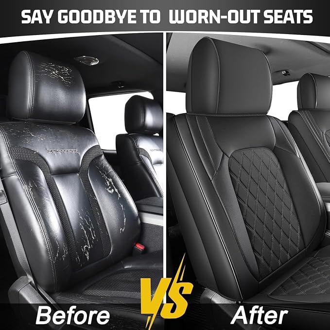 Umbrauto Seat Covers for Ford F150| Nappa Leather Pickup Truck Custom Fit Seatcovers for 2015-2025 2026 F150 SuperCrew/ 2017-2026 F250 F350 F450 Super Duty Crew Cab XL XLT Lariat King Ranch Platinum