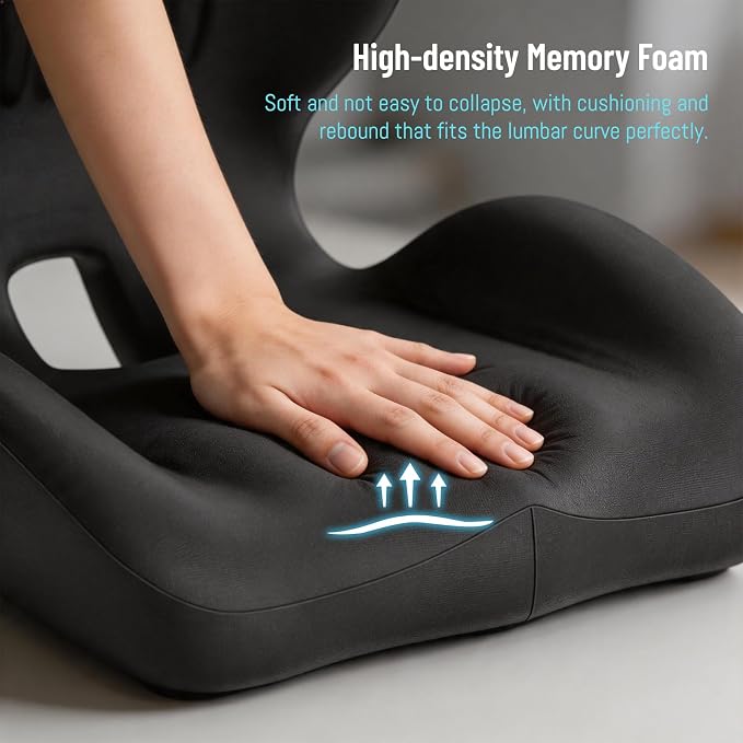 Ergonomic Seat Cushion, Office Chair Seat Cushions with L-Shaped Design, Memory Foam Seat Cushion for Home Car Chair Wheelchair