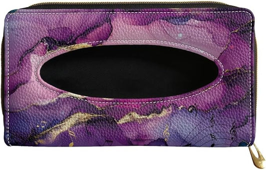 Purple Marble Leather Car Tissue Holder for Car PU Leather Car Visor Backseat Case Holder Leopard Car Accessories for Women & Men
