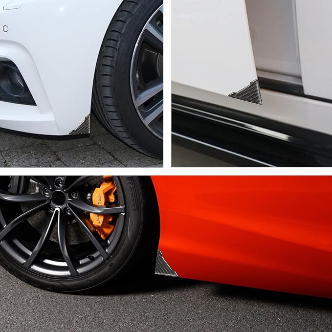 TOMALL 4 Pcs Car Door Edge Guards Door Anti-Collision Strip Anti-Rub Trim Carbon Fiber Texture Accessories Door Corner Bumper Protector Anti-Scratch Universal for All Cars SUV (V-Carbon Fiber Black)
