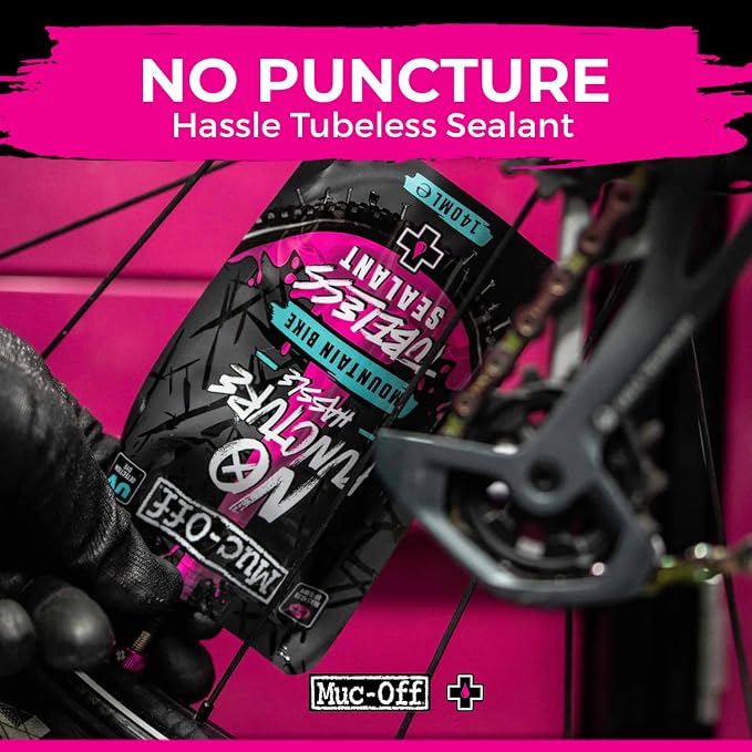 Muc-Off No Puncture Hassle Tubeless Sealant - Advanced Bicycle Tyre Sealant with UV Tracer Dye That Seals Tears and Holes Up to 6mm