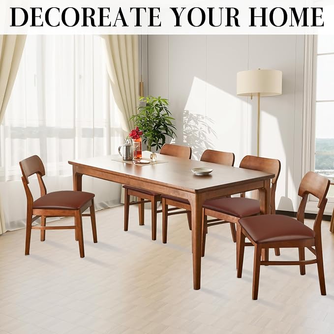 Pu Leather Dining Chair Seat Covers Set of 8, Waterproof Kitchen Chair Covers Stretch Chair Cover for Kitchen/Dining Room/Hotel, Tasteless seat Covers for Chairs (Coffee - 8 PCS)