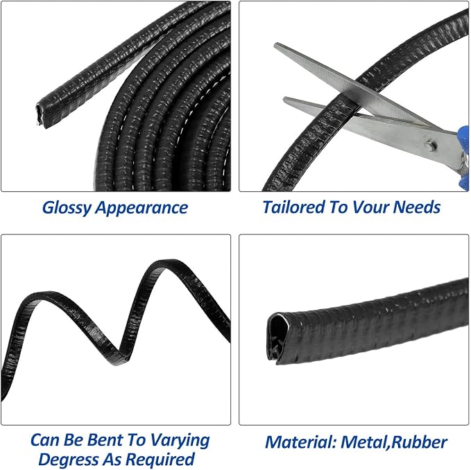 16.5Ft Car Door Edge Guards - Black Universal Fit Door Edge Protector, Rubber U Shape Automotive Door Trim Molding for Sedans Trucks SUV ATV - No Glue Required (Black, 16.5FT)