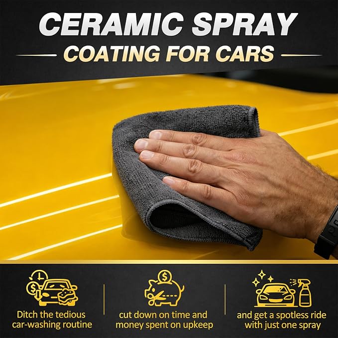 Hydrophobic Ceramic Coating Spray 16oz | UV & oxidation resistance, water beading, high gloss, safe for paint glass plastic wheels, easy rinse wipe, resists dirt