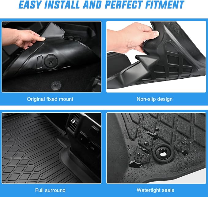 Nilight TPE Floor Mats for Ford Ranger SuperCrew Cab 2019 2020 2021 2022 2023 2024, All Weather Custom Fit Heavy Duty Floor Liners