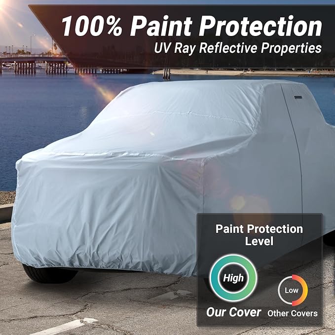 iCarCover 18-Layer Premium Truck Car Cover Waterproof All Weather, Rain Snow UV Sun Protection Full Car Covers, Ram 1500, 2500, 3500, Mega cab 6'4" Standard Bed, Size T89 (See Size Chart)