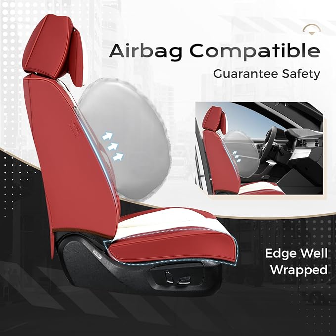 Coverado Car Seat Covers, Seat Covers for Cars, Waterproof Leather Auto Seat Protectors, Leather Car Seat Cushion, Car Interiors Accessories Universal Fit for Most Cars