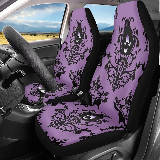 Halloween Front Car Seat Covers Set of 2, Soft Breathable Seat Protectors for Front Seats, Universal Fit for Most Cars, SUVs and Sedans