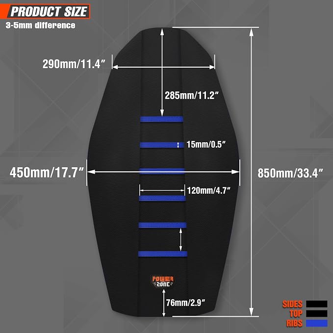 Universial Dirt Bike Seat Cover - Soft Ribbed Rubber Seat Covers for Motorcross Enduro Blue