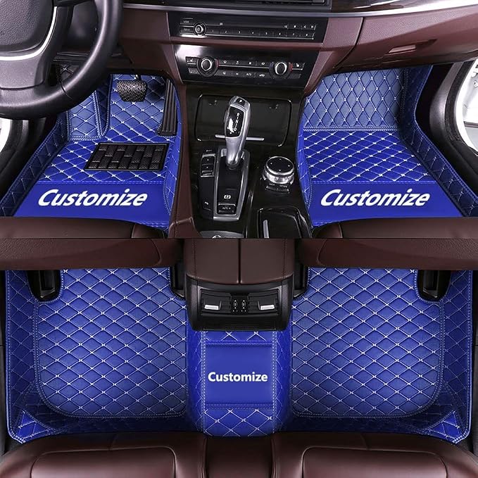 Custom Fit Car Floor Mats - Full Coverage Automotive Leather Floor Liners for Most Vehicles by MingyunSM (Blue)