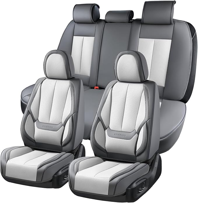 Coverado Car Seat Covers, Seat Covers for Cars, Waterproof Leather Auto Seat Protectors, Leather Car Seat Cushion, Car Interiors Accessories Universal Fit for Most Cars