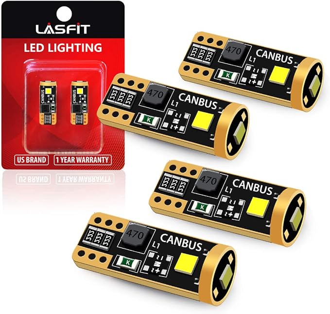 LASFIT 194 LED Bulb 6000K White, T10 168 2825 W5W LED Replacement Light Bulbs, For Dome Map Light, Door Light, Courtesy Light, License Plate Light, Trunk Light, Super Bright (Pack of 4)