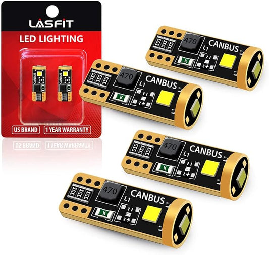 LASFIT 194 LED Bulb 6000K White, T10 168 2825 W5W LED Replacement Light Bulbs, For Dome Map Light, Door Light, Courtesy Light, License Plate Light, Trunk Light, Super Bright (Pack of 4)