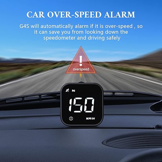 wiiyii G4S Digital GPS Speedometer, New HUD Car Head Up Display with Digital Speed in MPH KPH, Universal for Cars Truck Electric Hybrid Automobile (G4S-White)