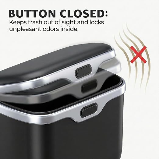 Hanging Car Trash Can, Leakproof Garbage Bin with Lid, Black | ABS Construction, Clip-On Door/Back Seat Pocket Mount, Waterproof Liner, Push-Top Opening, For Suvs, Trucks, Sedans, Vans