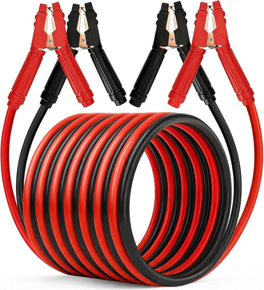 FIERYRED 1 Gauge 25 FT Quick Connect Jumper Cables, 1000A Heavy Duty Booster Cables with Travel Bag，Battery Jumper Cable for Truck, Diesel Trucks, SUV and Car