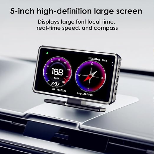 Universal GPS Speedometer Car HUD Digital Speed Display + Dash Camera DVR Video Recording + GPS Tracking Replay Back on Map 3 in 1 Device