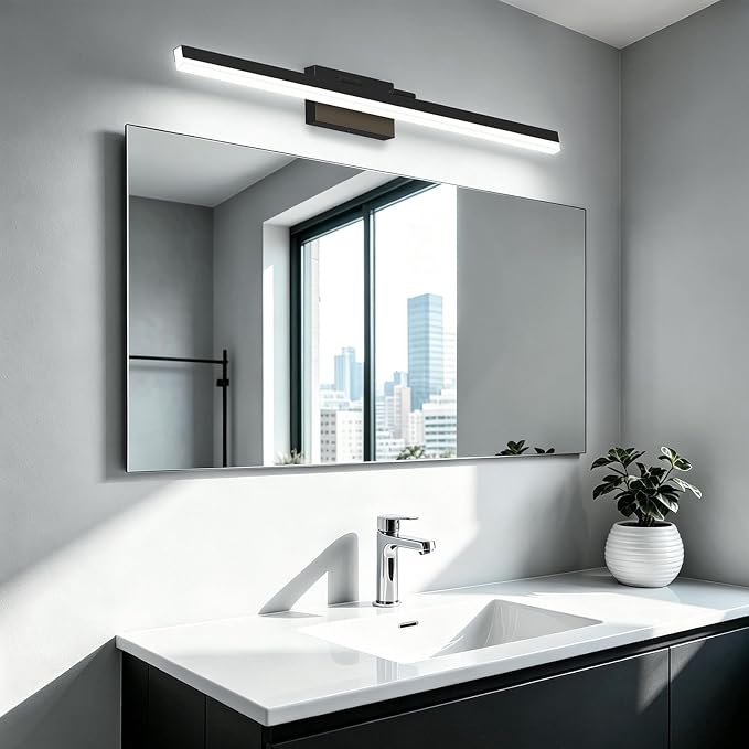 IZORRO Modern Bathroom Vanity Light 40 inch, Rotatable, 32W Dimmable Led Bathroom Light Fixture Over Mirror, Black Vanity Light Bar (Cool White 6000K)