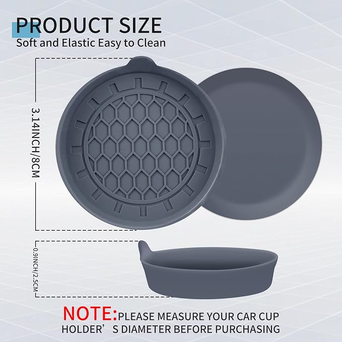 Amooca Automotive Cup Holders Universal Car Cup Coaster Waterproof Non-Slip Sift-Proof Spill Holder Car Interior Accessories 4 Pack Grey