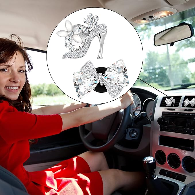 Frienda 8 Pcs Bling Car Air Vent Clips, Sparkling Rhinestone Car Accessories for Women, Crystal Cars Interior Decoration, Gift for Cars Lovers, Easy to Install, Universal Fit