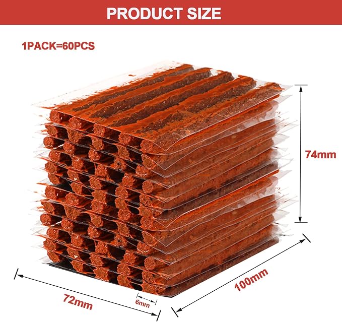 60 Pcs Tire Plugs Repair, Tire Repair Gum for Tubeless Puncture,Tires Strings Rubber Plug Tool for Car, RV, SUV, ATV, Motorcycle, Truck,Tractor
