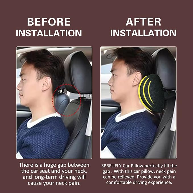 Super Comfy Car Headrest Pillow, Softness Car Pillow for Neck Pain Relief | Adjustable Strap, 100% Memory Foam & Breathable Removable Cover, Ergonomic Design - Universal Fit Car Neck Pillow(Beige, 1PC)
