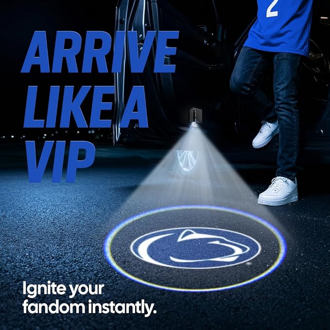 Sporticulture American Football Penn State Nittany Lions Car Door Lights Logo Shadow Display - Officially Licensed NCAA Car Accessories - Show Your Team Pride - Battery Powered, Universal Fit