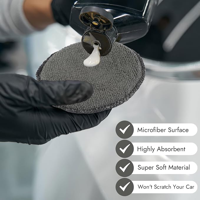 10 Pack Wax Applicator Pads Microfiber with Finger Pocket for Car Wax | 10-pack microfiber foam pads with finger pocket, Scratch-free waxing for cars & household, Machine washable & reusable