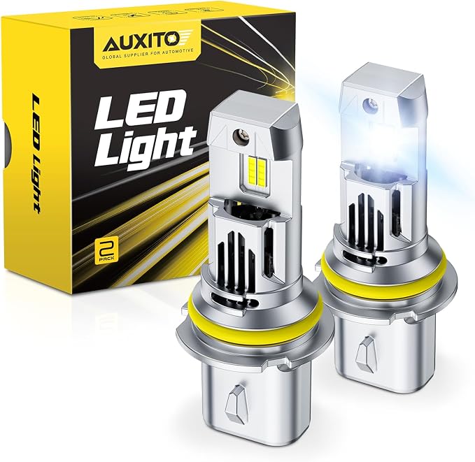 AUXITO 9007 HB5 Bulbs, 80000LM 6500K Cool White, Super Bright 15X Halogen, Plug and Play CANbus Ready No Flicker, Pack of 2
