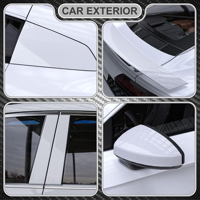 Lypumso 6D Carbon Fiber Vinyl Wrap Roll, Glossy Car Wrap Film Featuring Bubble Free Air Release Technology, Car Moto DIY Interior Exterior Decoration (Carbon Fiber White, 1ft x 5ft)