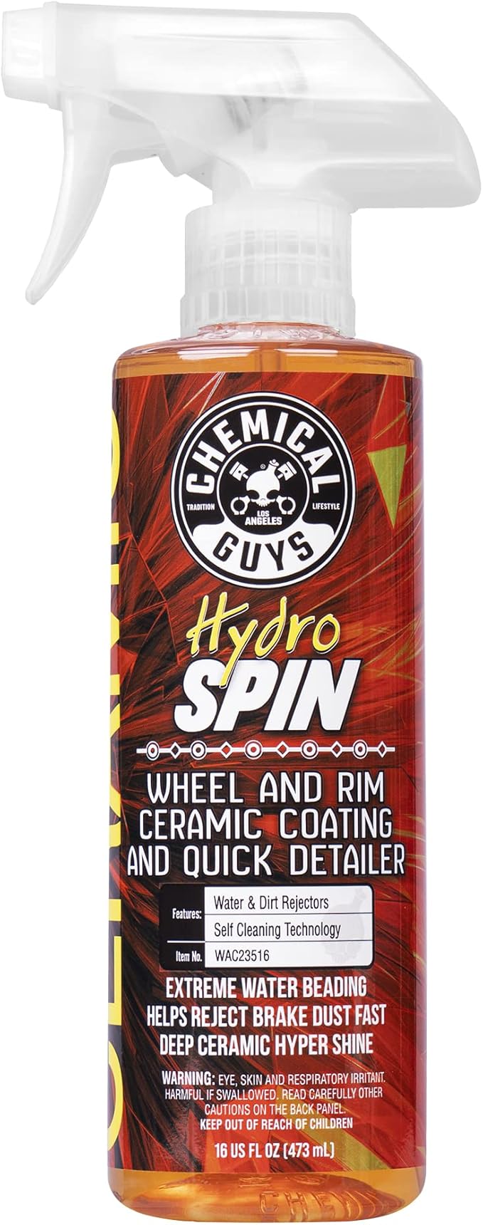 Chemical Guys, HydroSpin Wheel & Rim Ceramic Coating Spray for Rims, 16 oz | Ceramic spray shields wheels, rims and brake parts with a hydrophobic shine that helps grime rinse away