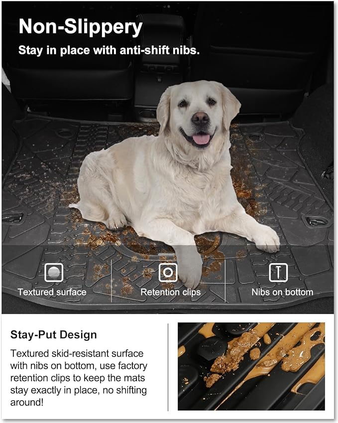Kiwi Master Cargo Mat for 2015-2018 Jeep Wrangler JK with Center subwoofer | OEM Replacement 82214404, Custom Fit All Weather Rear Cargo Liner, Heavy Duty TPE Tray Trunk Mat, Black