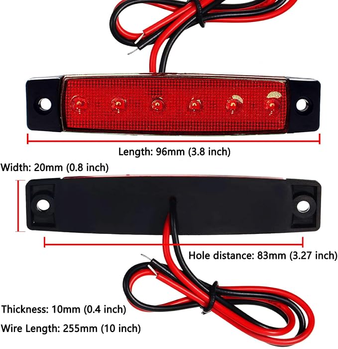 10 Pack LED Rock Strip Lights Waterproof Exterior Interior Lights Car Underglow Wheel Fender Well Lighting Kits for Golf Cart Jeep Wangler Offroad Truck Ford RV UTV ATV RZR Snowmobile (Red)