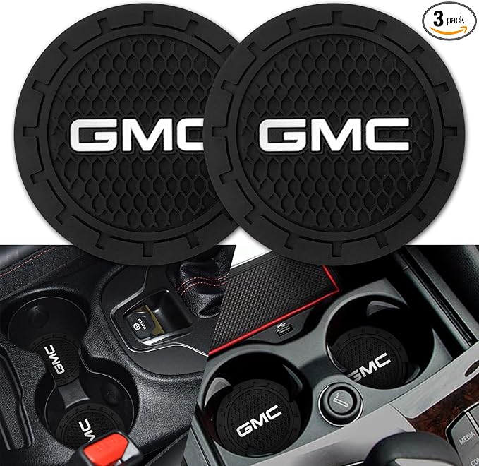 Car Cup Holder Coaster for GMC Recessed Silicone Cupholder Coaster Interior Accessories 2.75in 2Pieces Black