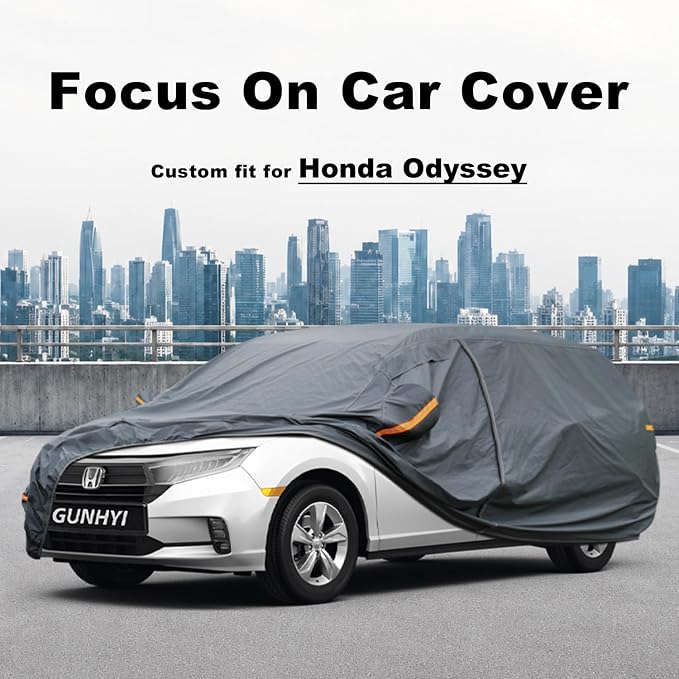 GUNHYI Premium Car Cover Custom Fit Honda Odyssey (1999-2026), 16 Layers Heavy Duty Car Cover Waterproof All Weather with Zipper Door for Sun Rain Snow Dust Uv Protection