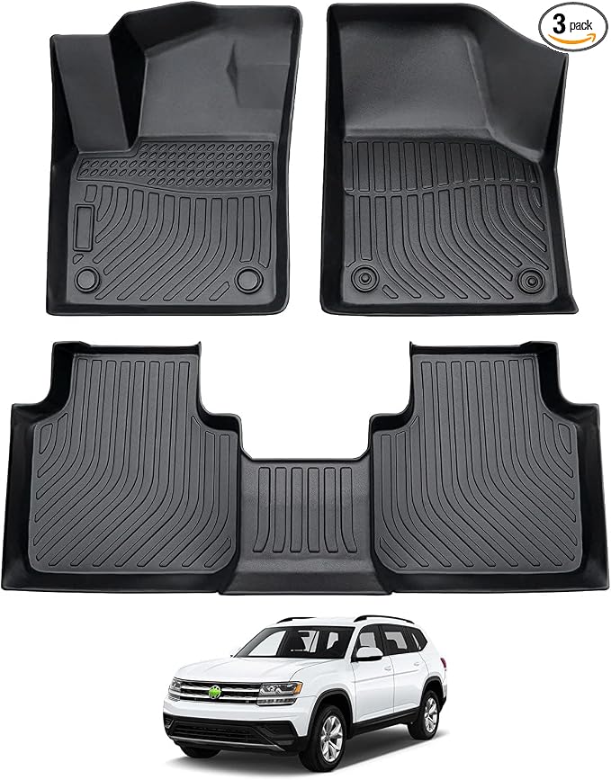Floor Mats Fit for Volkswagen VW Atlas 2018-2026 (6&7 Seater), All Weather Floor Mat for Atlas Accessories, Waterproof Heavy Duty (2 Rows)